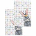 thumbnail image 1 of Happy Easter Kitchen Dish Towels for Drying Dishes Set of 2, Spring Rabbits Polka Dots Gray Plaid Waffle Weave Microfiber Hand Tea Bathroom Towels Quick Dry & Absorbent Towel 15.7x23.6, 1 of 7
