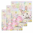 thumbnail image 1 of Happy Easter Kitchen Dish Towels for Drying Dishes Set of 3, Spring Easter Bunny Eggs Floral Colorful Plaid Waffle Weave Microfiber Hand Tea Bathroom Towels Quick Dry & Absorbent Towel 12x12, 1 of 7