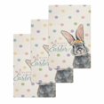 thumbnail image 1 of Happy Easter Kitchen Dish Towels for Drying Dishes Set of 3, Spring Rabbits Polka Dots Beige Burlap Waffle Weave Microfiber Hand Tea Bathroom Towels Quick Dry & Absorbent Towel 15.7x23.6, 1 of 7