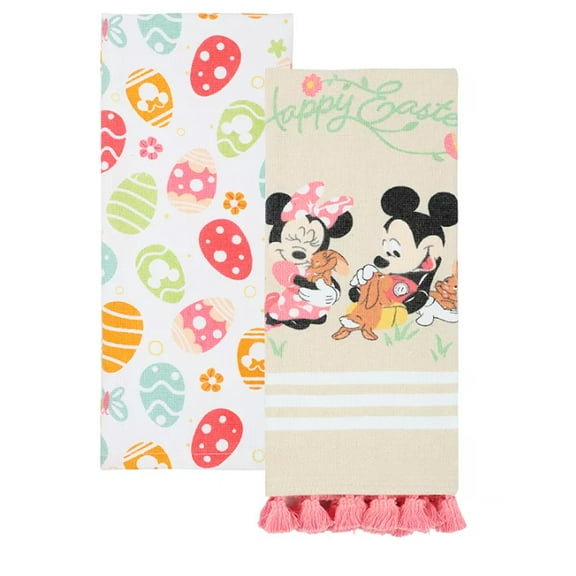 Happy Easter Kitchen Towels, 2 Pack Minnie Mickey Bunny Multi-Color Celebrate Together