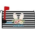 thumbnail image 1 of Happy Easter Mailbox Cover Cute Easter Bunny Spring Flower Abstract Rabbit Head Magnetic Mailbox Cover Standard Size 18x21 Inch Black and White Striped Mailwrap Post Box Cover for Garden, 1 of 6