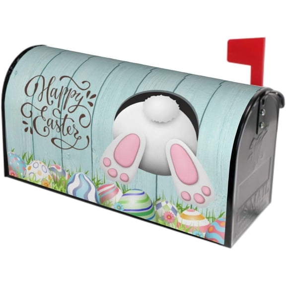 Happy Easter Mailbox Covers Magnetic Spring Bunny Eggs Holiday Decorative Cover Standard Size 21 x 18 Inch Funny Cute Rabbit Post Box Wraps Garden Yard Decor for Outdoor