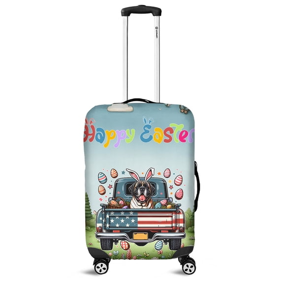 Happy Easter Mastiff American Flag Truck Bunny Ears Travel Luggage Cover Mastiffs Dog Lover Gifts Idea Suitcase Dust Protective Decor - 03001