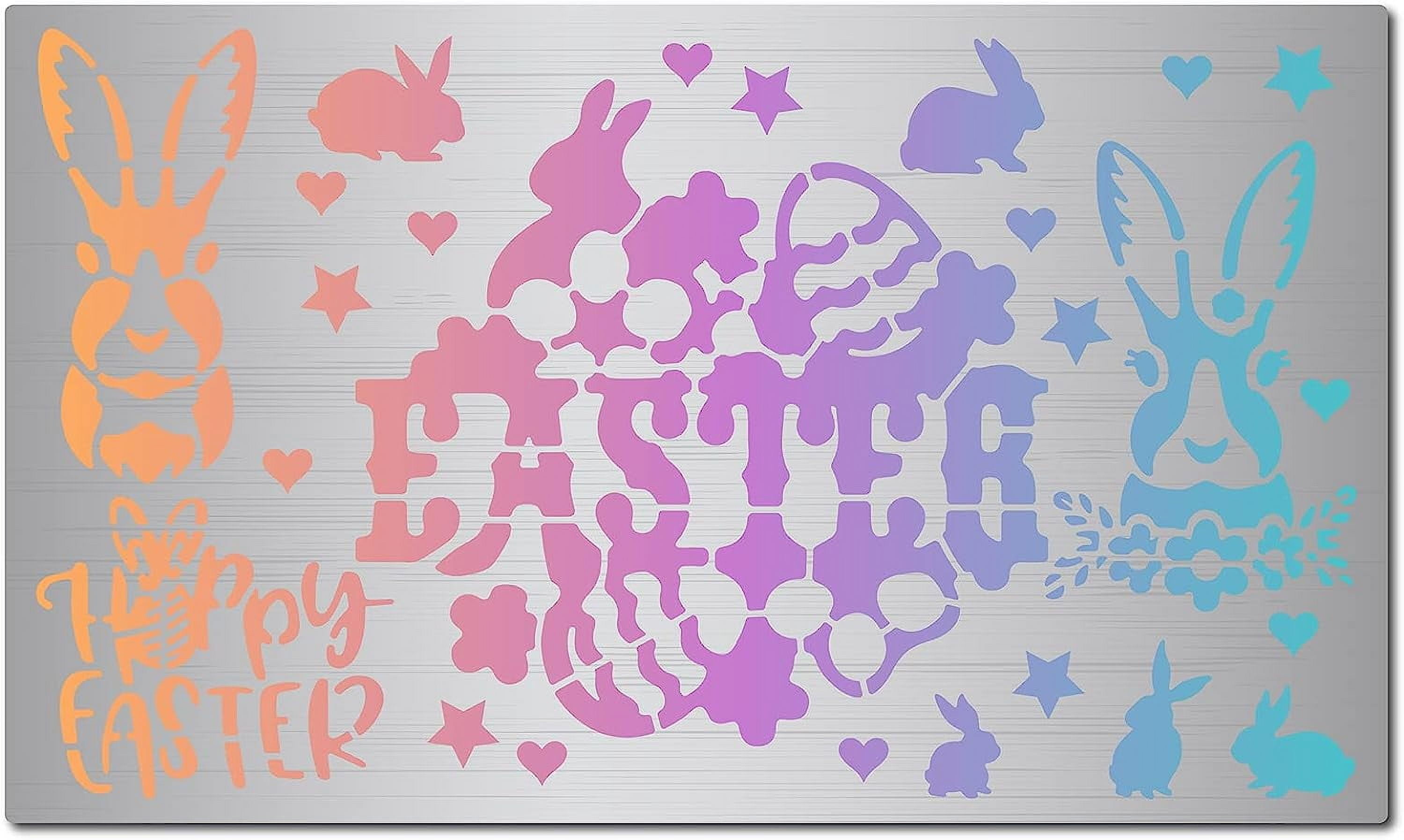 HOWAF 20-Piece Easter Stencils Set - Reusable Plastic Craft Templates For Eggs, Bunnies & Decor