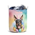 thumbnail image 1 of Happy Easter Miniature Pinscher with Bunny Ear Headband and Flowers Foldable Laundry Basket Mini Pin Dog Lover Organizer Storage with Handles - 13001, 1 of 5