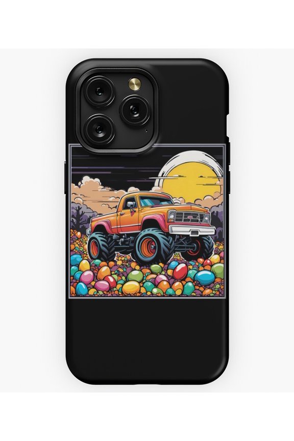 Happy Easter Monster Truck Colorful T-Shirt A7530 Phone Case for iPhone 11 to 17 Pro Max