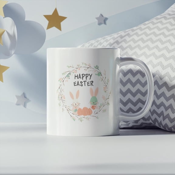 Happy Easter Mug, Funnove H1olida Quote, Easter Gift, H1oliday Coffee Cup, Easter DE1cor, Easter Bunny Mug