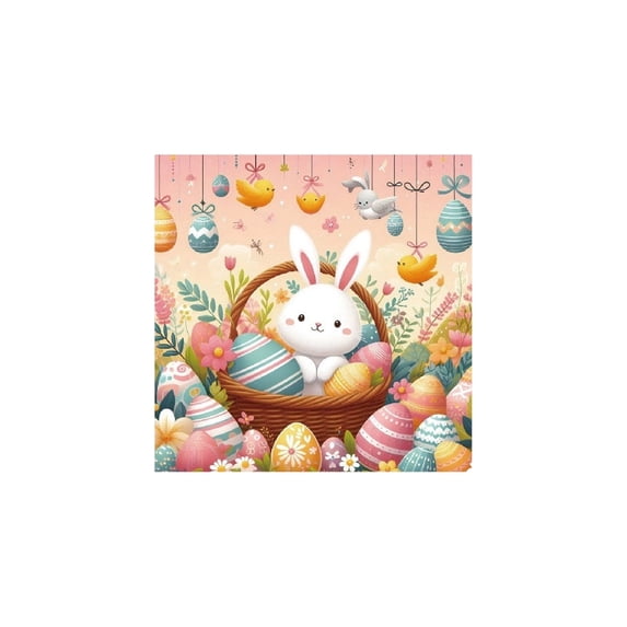 Happy Easter Napkins – Disposable Paper Napkins with Easter Bunny & Egg Prints, Eco-Friendly Table Decor for Easter Party, 3-Ply, 200 Count