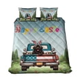 thumbnail image 1 of Happy Easter Newfoundland American Flag Truck Bunny Ears Quilt Bedding Set Newfie Dog Lover Gifts 1 Blanket Bed Cover 2 Pillowcases - 03001, 1 of 5