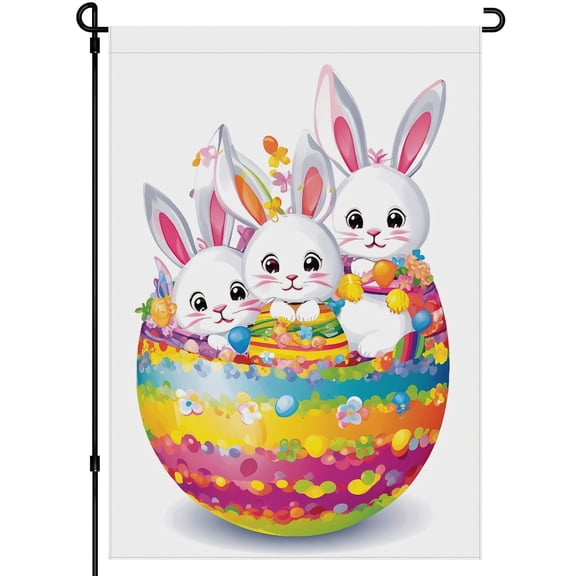 Happy Easter Outdoor Garden Flags Flowers Easter Eggs Durable Garden Decor for Outdoor Double Colored Cartoon Garden Flags, for Farmhouse Backyard Balcony Outdoor 28x40in