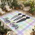 thumbnail image 1 of Happy Easter Outdoor Rug 3x5 Ft - Reversible Patio Rug Outdoor Camping Rugs, Black and White Carrots Colorful Plaid Washable Indoor Outdoor Area Rugs, Non-Slip Outdoor Carpet Runner for Deck/Porch, 1 of 8