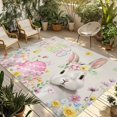 thumbnail image 1 of Happy Easter Outdoor Rug for Patio/Deck/Porch, Non-Slip Large Area Rug 5 x 8 Ft, Spring Rustic Easter Bunny Eggs Floral Burlap Indoor Outdoor Rugs Washable Area Rugs, Camping Rug Carpet Runner, 1 of 8