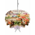 thumbnail image 1 of Happy Easter Outdoor Tablecloth - 54 Inch Round Dining Table Cover, Bunny Eggs Spring Mushrooms Plants Rustic Purple Waterproof Outdoor Table Cloth with Umbrella Hole & Zipper for Picnic/Patio/Party, 1 of 7