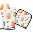 thumbnail image 1 of Happy Easter Oven Mitts and Pot Holders Set of 2, Spring Eggs Heat Resistant Oven Mitts Kitchen Oven Glove for Cooking, Baking, 1 of 6