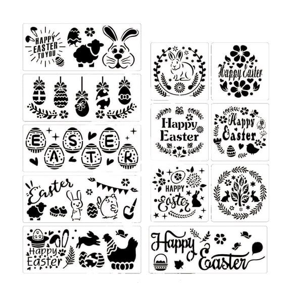 Happy Easter Painting Stencils Reusable Drawing Templates Art Home Decor 12X