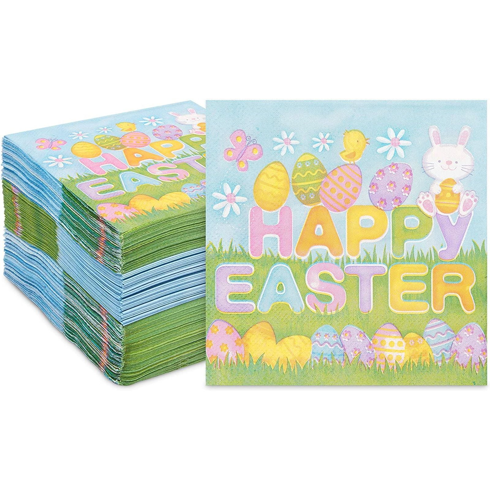 Happy Easter Paper Dinner Napkins (6.5 x 6.5 in, 150 Pack)
