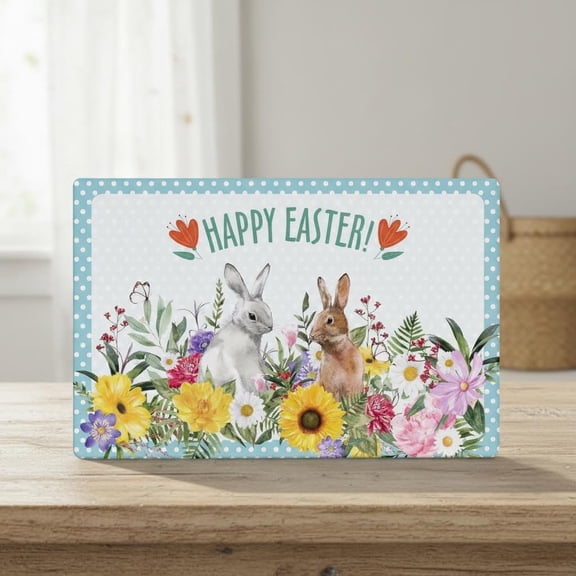 Happy Easter Paper Place Mats - Disposable Placemat Bunny Flower Rustic Farmhouse Decorative Paper Table Mats Kitchen Table Setting Spring Party Supplies