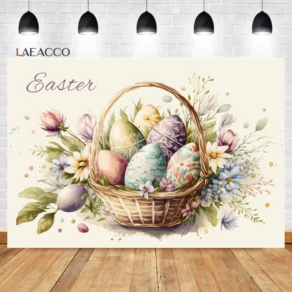 Happy Easter Party Backdrop Spring Garden Green Grass Yard Rabbit ...