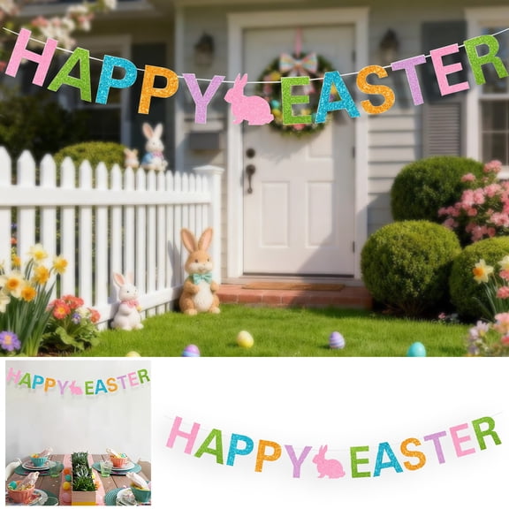Happy Easter Party Banner | Colorful 6" x 9" Decorative Sign | Durable Material for Indoor & Outdoor Use | Includes 1 Banner