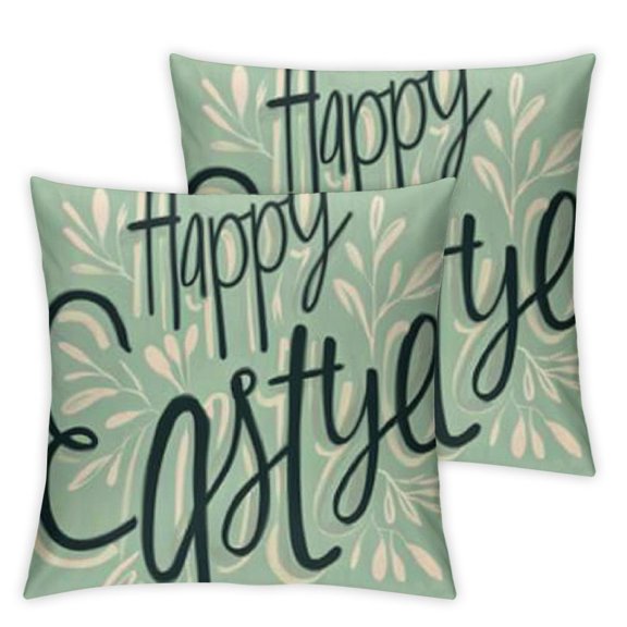 Happy Easter Pillow Cover Easter Bunny Decorations Hello Spring Farmhouse Throw Pillows Decorative Buffalo Plaid Cute Rabbit Leaves Cushion Case for Outdoor Home Decor