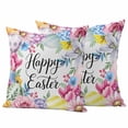 thumbnail image 1 of Happy Easter Pillow Covers 2 Pack Colorful Eggs Roses Tulips Daisy Berries Leaves Pillowcase Waterproof Outdoor Throw Pillow Cover for Patio Garden Square Cushion 16”x16”, 1 of 9