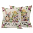 thumbnail image 1 of Happy Easter Pillow Covers 2 Pack Gnome Rabbit Ear Pink Daisy Flower Green Leaf Vintage Pillowcase Waterproof Outdoor Throw Pillow Cover for Patio Garden Square Cushion 16”x16”, 1 of 9