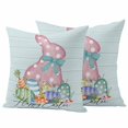 thumbnail image 1 of Happy Easter Pillow Covers 2 Pack Rabbit Colorful Eggs Floral Spring Wood Grain Pillowcase Waterproof Outdoor Throw Pillow Cover for Patio Garden Square Cushion 20”x20”, 1 of 9