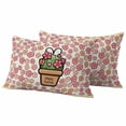 thumbnail image 1 of Happy Easter Pillow Covers 2 Pack Spring Rabbit Ears Potted Plant Pink Floral Linen Texture Pillowcase Waterproof Outdoor Throw Pillow Cover for Patio Balcony Rectangular Cushion 20”x12”, 1 of 9