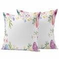 thumbnail image 1 of Happy Easter Pillow Covers 2 Pack Watercolor Easter Eggs Spring Pink Purple Floral Leaf Pillowcase Waterproof Outdoor Throw Pillow Cover for Patio Garden Square Cushion 24”x24”, 1 of 9