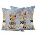 thumbnail image 1 of Happy Easter Pillow Covers 2 Pack Watercolor Yellow Rabbits Spring Floral Leaf Gradient Blue Pillowcase Waterproof Outdoor Throw Pillow Cover for Patio Garden Square Cushion 20”x20”, 1 of 9