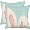 thumbnail image 1 of Happy Easter Pillow Covers 20x20 Inch Set of 2 Blue Pink Bunny Ears Spring Farmhouse Decorative Throw Pillow Cases Lovely Animals Rabbit Cushion Cover for Couch, 1 of 6
