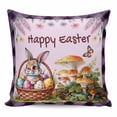 thumbnail image 1 of Happy Easter Pillow Covers 24x24 Inch Decorative Throw Pillow Cover, Bunny Eggs Spring Mushrooms Plants Purple Plaid Sofa Pillowcases Accent Cushion Case Home Decor Bedroom Living Room, 1 of 6