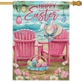thumbnail image 1 of Happy Easter Pink Chair House Flag Double Sided, Eggs Basket Coastal Beach Decorative Garden Yard Outdoor Large Decor, Bunny Ears Hat Flowers Nautical Burlap Home Outside Decoration 28 x 40, 1 of 6