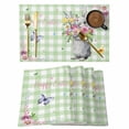 thumbnail image 1 of Happy Easter Placemats Set of 12, Cute Bunny Spring Flowers Butterfly Green Plaid Placemats for Dining Table, Place Mats for Kitchen Tabletop, Waterproof Wipeable Dining Table Mats Set, 1 of 9
