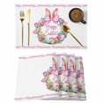 thumbnail image 1 of Happy Easter Placemats Set of 4, Rabbits Bows Spring Tulips Eggs Pastoral Placemats for Dining Table, Place Mats for Kitchen Tabletop, Waterproof Wipeable Dining Table Mats Set, 1 of 9