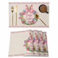 thumbnail image 1 of Happy Easter Placemats Set of 4, Rabbits Bows Spring Tulips Eggs Retro Placemats for Dining Table, Place Mats for Kitchen Tabletop, Waterproof Wipeable Dining Table Mats Set, 1 of 9