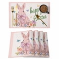 thumbnail image 1 of Happy Easter Placemats Set of 6, Pink Rabbit Bow Purple Flower Blue Butterflies Non-Slip Place Mats Washable Table Mats for Kitchen Dining Table Decorations Indoor/Outdoor, 1 of 9