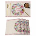 thumbnail image 1 of Happy Easter Placemats Set of 6, Spring Flower Pastoral Butterfly Retro Beige Placemats for Dining Table, Place Mats for Kitchen Tabletop, Waterproof Wipeable Dining Table Mats Set, 1 of 9