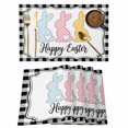 thumbnail image 1 of Happy Easter Placemats Set of 8, Cute Lovely Colorful Rabbits Black White Plaid Placemats for Dining Table, Place Mats for Kitchen Tabletop, Waterproof Wipeable Dining Table Mats Set, 1 of 9
