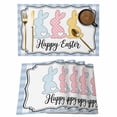 thumbnail image 1 of Happy Easter Placemats Set of 8, Cute Lovely Colorful Rabbits Silhouette Blue Plaid Placemats for Dining Table, Place Mats for Kitchen Tabletop, Waterproof Wipeable Dining Table Mats Set, 1 of 9