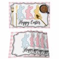 thumbnail image 1 of Happy Easter Placemats Set of 8, Cute Lovely Colorful Rabbits Silhouette Pink Checkered Placemats for Dining Table, Place Mats for Kitchen Tabletop, Waterproof Wipeable Dining Table Mats Set, 1 of 9