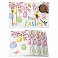 thumbnail image 1 of Happy Easter Placemats Set of 8, Spring Pink Floral Bule Yellow Eggs Butterfly Watercolor Non-Slip Place Mats Washable Table Mats for Kitchen Dining Table Decorations Indoor/Outdoor, 1 of 9