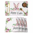 thumbnail image 1 of Happy Easter Placemats Set of 8, Spring Watercolor Bunny Flower Leaf Plant Placemats for Dining Table, Place Mats for Kitchen Tabletop, Waterproof Wipeable Dining Table Mats Set, 1 of 9