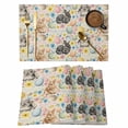thumbnail image 1 of Happy Easter Placemats Set of 8 Spring Watercolor Rabbits Eggs Flower Beige Place Mats Indoor Wipeable Table Mats Washable Cloth Dining Table Placemats for Kitchen Holiday Party Home Decor 13x19 Inch, 1 of 9