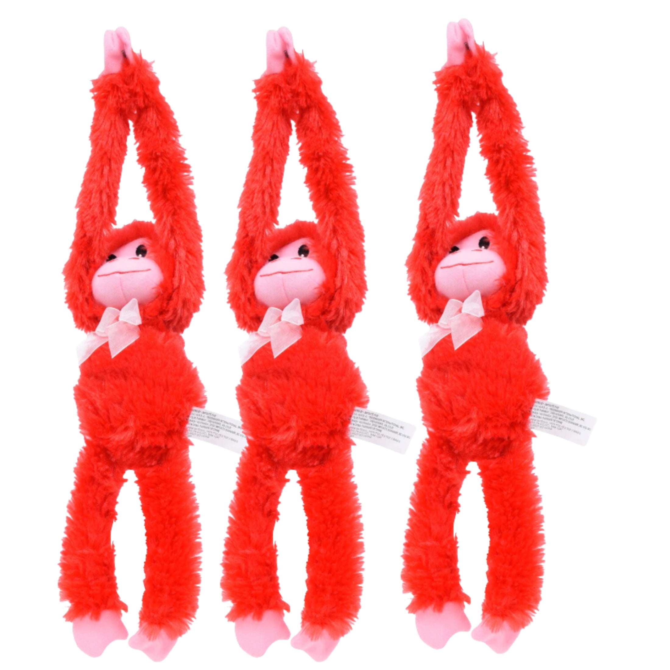 Happy Easter Plush Hanging Monkey 13.5in, Animal Soft Plush Toy for Kids Girls Boys Spring Birthday Party Favor & Gift Basket Home Living Room Car Decor Set of 3 (Red) CUSTOM Storage Carrier