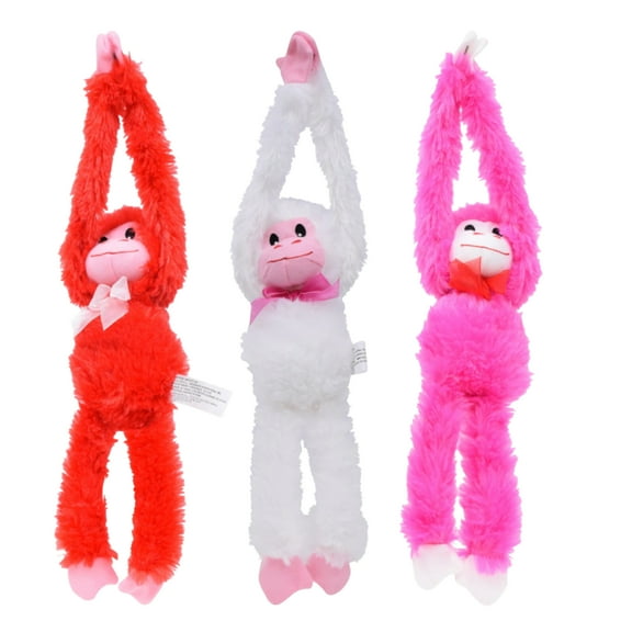 Happy Easter Plush Hanging Monkey 13.5in, Animal Soft Plushie Spring Birthday Party Favor & Gifts Home Living Room Car Decor Set of 3 (Pink, Red, White) CUSTOM Storage Carrier