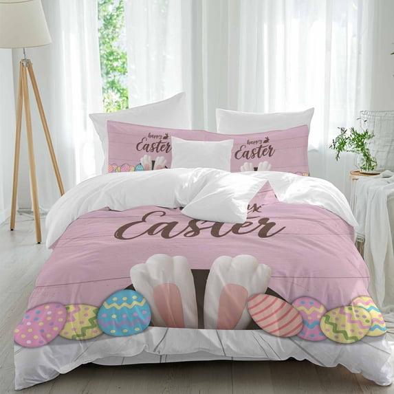 Happy Easter Queen Size 4 piece Duvet Cover Set,desc|小组描述2desc|小组描述3Comfort Bedding Set, Include a Duvet Cover,a Bed Sheet, 2 Pillowcase with Zipper for All Season