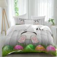 thumbnail image 1 of Happy Easter Queen Size Comforter Set, Vintage White Rabbit Tail Pink Green Egg Wood Grain Bedding for All Seasons, 4 Pcs Bed Set, 1Quiltcover (90"x92") ,1Sheet(94"x116"), 2Pillowcases (30"x20"), 1 of 12