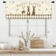 thumbnail image 1 of Happy Easter Rabbit Kitchen Curtain Valance 54W x 18L Inch Bunny Buffalo Plaid Farmhouse Rustic Holiday Rod Pocket Short Cafe Small Window Treatment Drapes Decor, 1 of 6