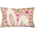 thumbnail image 1 of Happy Easter Rabbit Pillow Covers 12x20 Inch Flower Leaves Pink Bunny Ears Spring Farmhouse Decorative Throw Pillow Cases Lovely Animals Rabbit Cushion Cover for Couch, 1 of 6